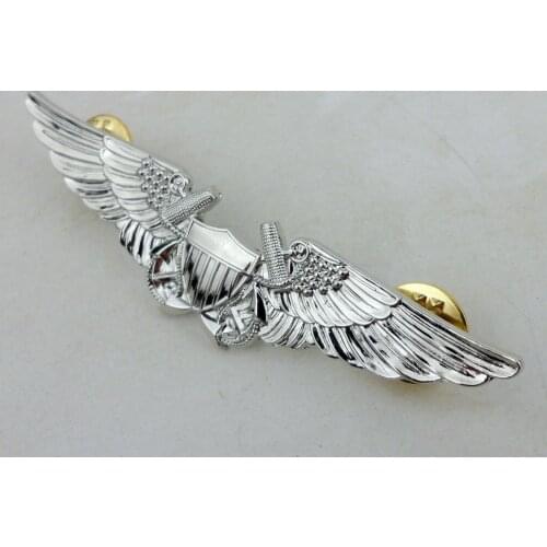 Silver US USMC Aviation Officer Pilot Wings Badge Pin LAPEL Insignia