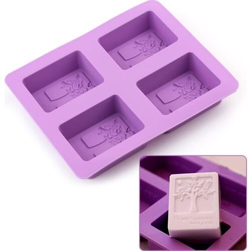 Silicone soap mold 3DHealing Tree mold,cake mold 4 cells Food grade silicone Pure silica gel mold for cake, soap,candy,DIY