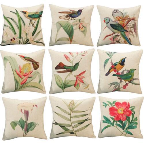 RUBYLOVE Sparrow 45x45cm Vintage Cotton Linen Wedding Home Decor Cushion Cover Pillow Covering Case Lover Gift