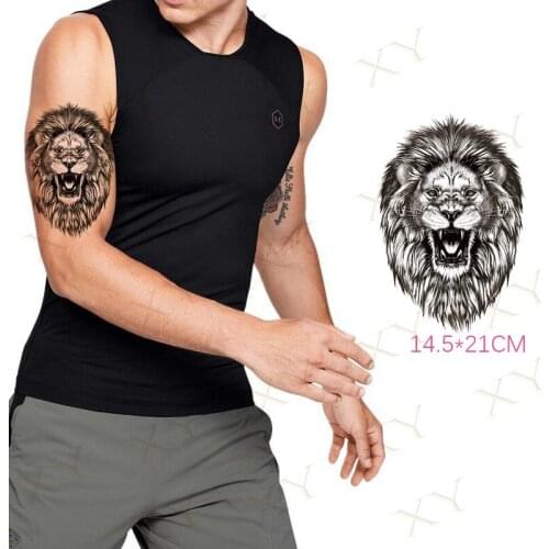 Waterproof Temporary Tattoo Sticker King of The Forest Lion Flash Tattos Fly Bird Animal Body Art Arm Fake Tatoo for Women Men