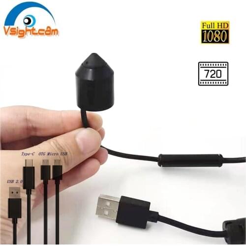 Vsightcam 20MM Miniature Bullet Size External Camera For Andriod Phone Industrial Testing Full HD1080P USB 2.0 Type-C Camera