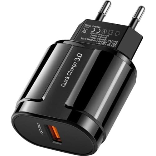 Phone Charger 18W USB Charging Adapter QC 3.0 Fast Charging Wall Plug Single USB Port