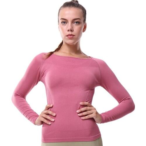 Women Long Sleeve Running Shirts Sexy Exposed Navel Yoga T-shirts Solid Sports Shirts Quick Dry Fitness Gym Crop Tops Sport Wear