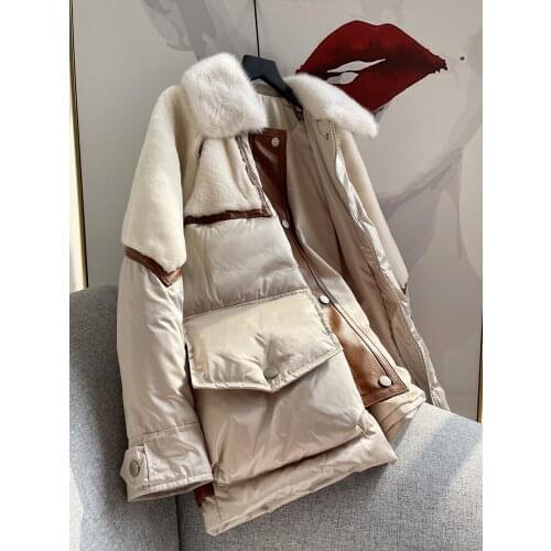 Winter 2021 new mink down jacket real leather full plet mid-length European goods fur coat women