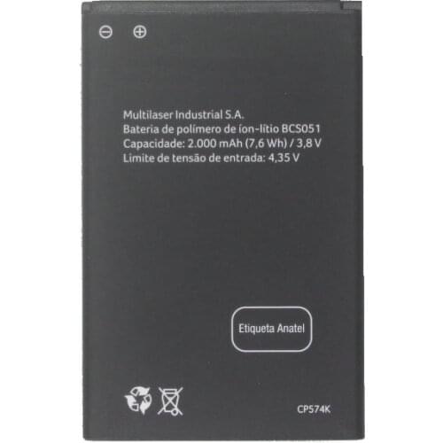 10pcs /lot 2000mAh 3.8V Battery For Multilaser Ms50l BCS051 CP574K Mobile Phone Batterie Bateria Replace Parts