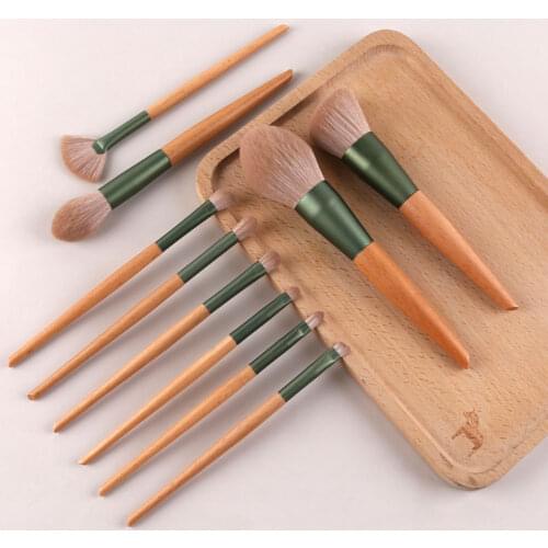 Carrot-Tone Professional Makeup Brushes Soft Wool Wood Handle Face Eye Shadow Blush Powder Cosmetic Brush 10Pcs High Quality