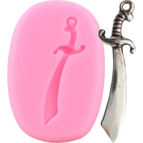 3D Pirate Sword Silicone Molds DIY Steampunk Cupcake Topper Fondant Cake Decorating Tools Candy Clay Chocolate Gumpaste Moulds
