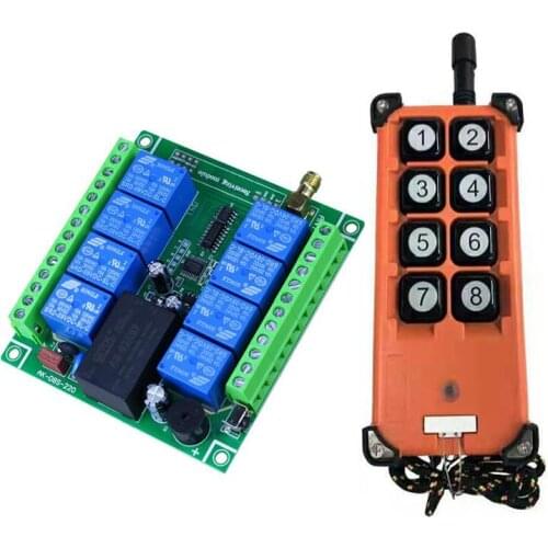 433mhz Universal AC110V 220V 8 channel RF Wireless Remote light Control switch Receiver Transmitter industrial 1000m