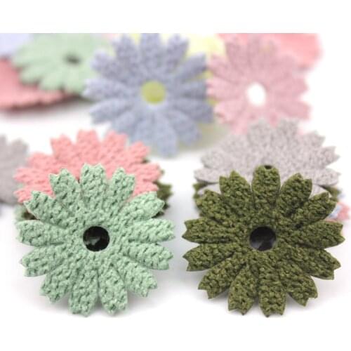 60Pcs 2.6cm Fabric Sunflower Padded flower Appliques For childrens crafts headwear DIY Hair Clips Accessories wholesale