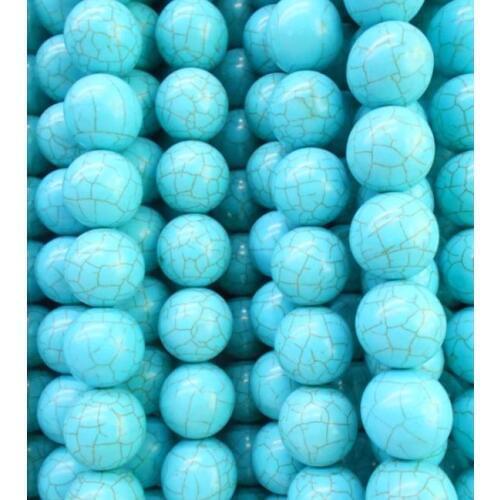 Free Shipping Blue Round Loose Beads 15" Strand 4 6 8 10 12 MM Pick Size For Jewelry Making