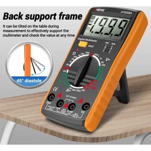 DT9205A LCD Digital Multimeter Portable AC DC Volt Voltmeter Ammeter Ohm Voltage Capacitance Resistance Tester Meter Tools