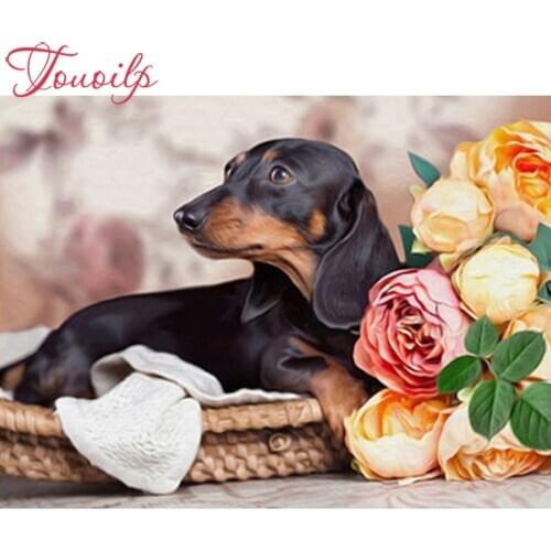 Dachshund Full 5D Diy Daimond Painting Cross-stitch Dog&Flower 3D Diamond Painting Full Rhinestones Paintings Embroidery Gifts