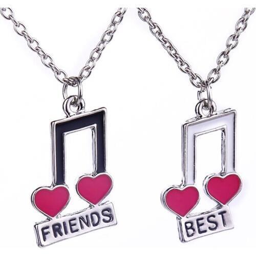 Children Best Friends Heart Music Notation Symbol Pendant Necklace Friendship Symbol Jewlery Gifts For Kids 10 Set