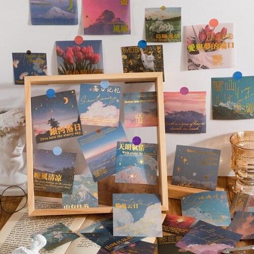 Yoofun 40pcs/pack Landscape Aesthetics Material Paper for Diary Junk Journal Label Scrapbooking Memo Pads Stationery Supply