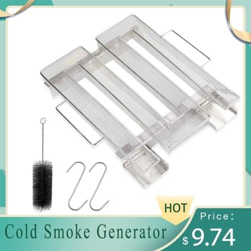Cold Smoke Generator For BBQ Grill Wood Dust Hot And Cold Smoking Salmon Meat Burn Cooking Stainless BBQ Tools