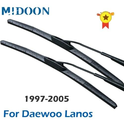 MIDOON Hybrid Wiper Blades for Daewoo Lanos Fit Hook Arms 1997 1998 1999 2000 2001 2002 2003 2004 2005