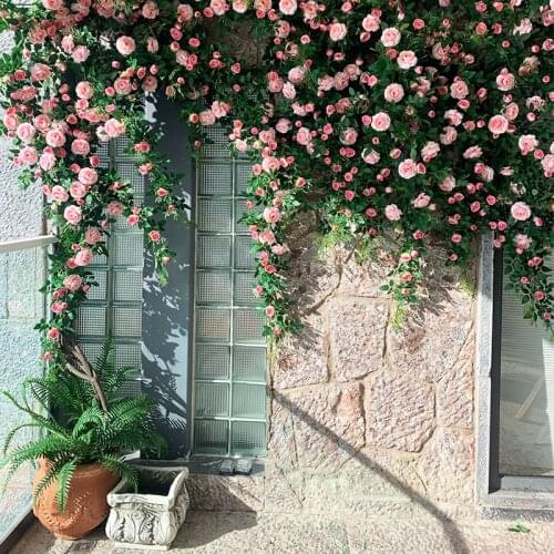 Artificial Rose Vines Garland Vintage Camellia Hanging Plant for Wedding Arch Door Party Decor Flower Wall Christmas Decoration