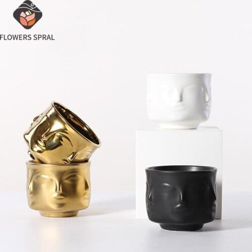 Nordic Style Ceramic Human Face Potted Plant Vase Decoration Home Decoration Living Room Succulent Potted Plant Decoration Gift