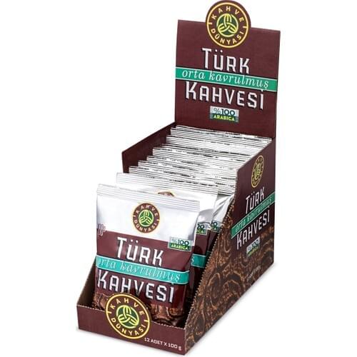 Coffee World 12 Eco Package Medium Roasted Turkish Coffee 100gr