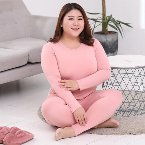 Large Size Thick Thermal Underwear Sets Women Winter Clothes O Neck Long Sleeve Breathable Women Tops&Trousers Plus Size L-6XL