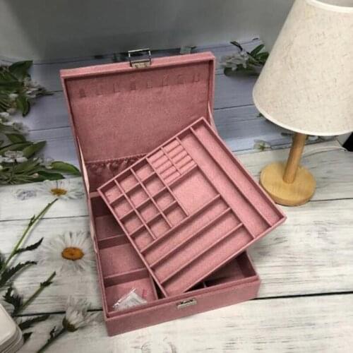 Large Capacity Leather Jewelry Box Jewelry Cover Organizer Multifunction Necklace Earring Ring Storage Box For Women Gifts