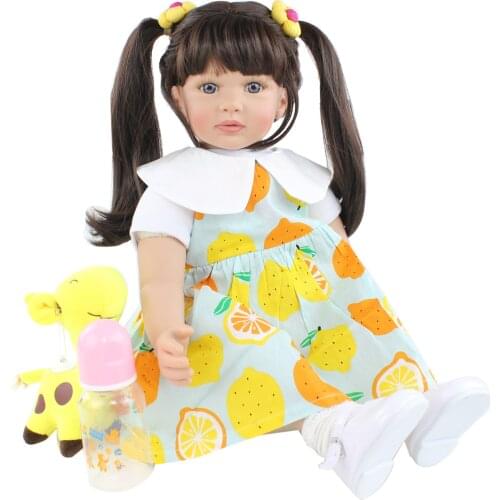 Bebed doll with 60cm cloth body yellow fruit pattern skirt rebirth baby long hair Princess Doll childrens festival gift