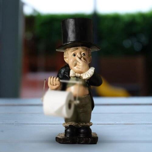 Lovely Gentleman Resin Ornaments Holder Roll Holder Funny Dislike Toilet Paper Rack Creativity Resin Desktop Ornament Room Decor