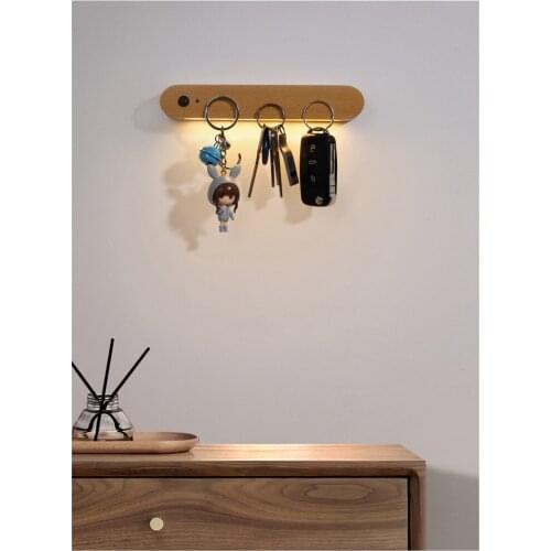 Beech Motion Sensor Night Lights for Bedroom Kitchen Dormitory Battery Operated Magnetic Key Storage Hanging Lamp Corridor Light