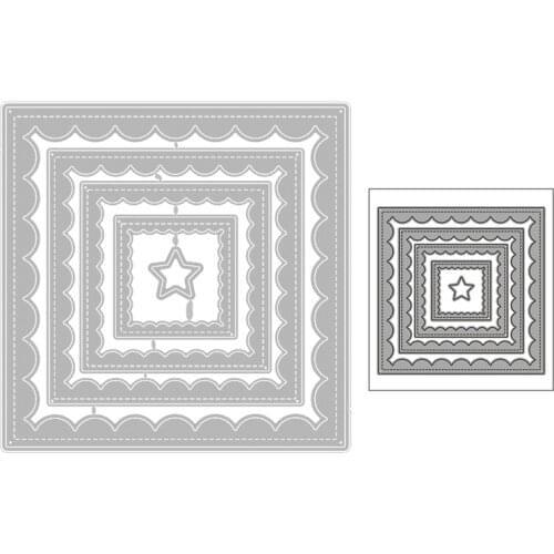 2020 New Hot Basic Rectangle Border Star Nesting Lace Background Edge Wave Metal Cutting Dies and For Scrapbooking Foil No Stamp