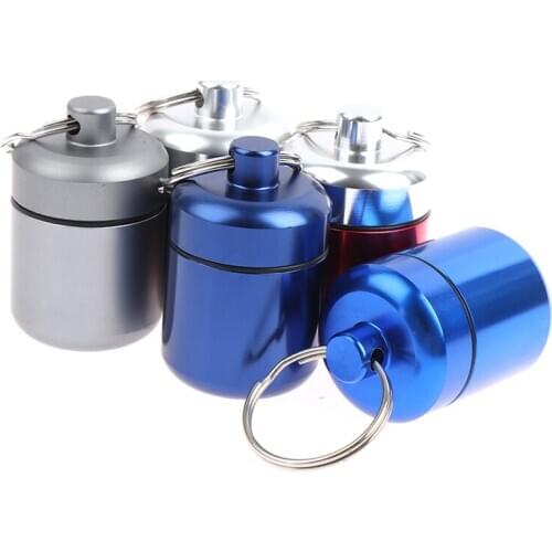 NEW 42*27mm Aluminum Waterproof Medicine Pill Box Case Bottle Holder Container