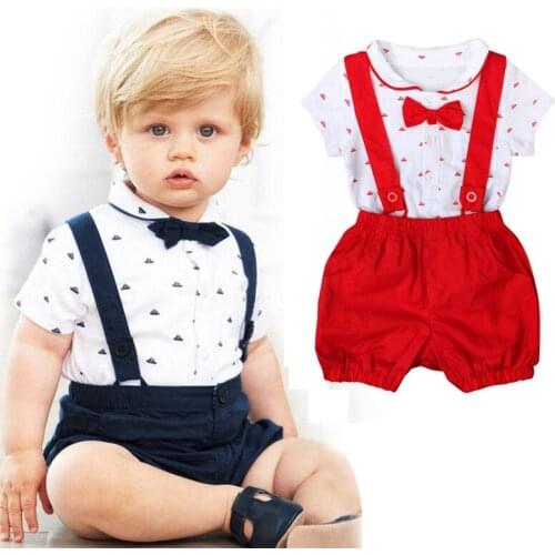 New Fashion Beach Style Summer Baby Boys Romper Short Sleeve Gentleman Infant Jumpsuit Newborn Boy Formal Clothes
