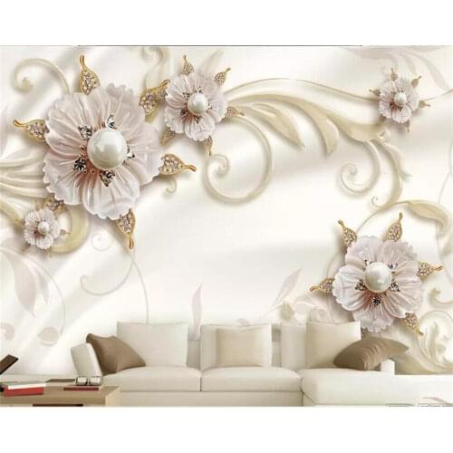 Beibehang papel de parede Custom wallpaper Exquisite European embossed pattern jewelry flowers TV backdrop murals 3d wallpaper