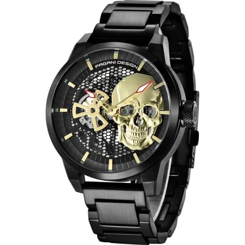 PAGANI DESIGN PD-1665 New Watch Maechanical Watch Automatic Fashion Skull Double-sided Hollow Waterproof Watch