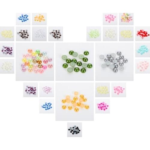 50-500Pcs 2-14mm Plastic Resin Beads For Jewelry Making DIY Half Round Imitation Pearl Flatback Red Black White Bead Accessories