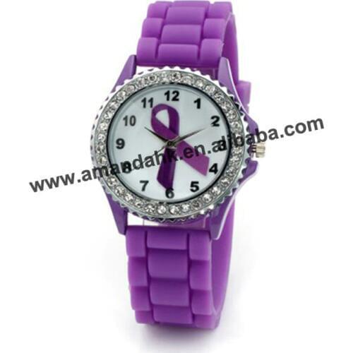 Casual Women Breast Cancer Purple Dress Watches Quartz Men Silicone Watch Unisex Wristwatch Sports watch Reloj female Relogio