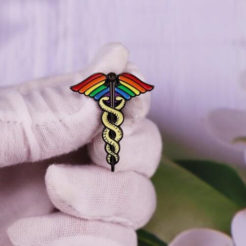 Rainbow Angel Wings with Snakes Shape Brooches badge fashion Jewelry Accessories