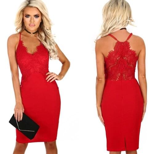 Sexy Dress Backless Lace Red hip dress Nightclub Dress sexy suspenders dress party dress formal Dress noble dress New
