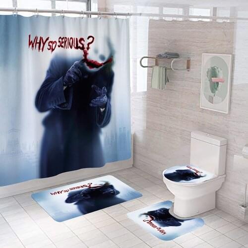 180*180cm Halloween Fabric Shower Curtain Bathroom Curtains Anti-skid Bath Rugs Carpet Toilet Lid Cover Mat Home Decor