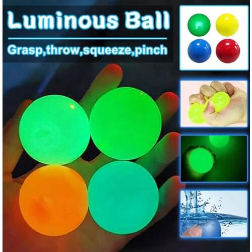 Luminous Ball Stress Reliever TPR Sticky Interactive Toys Throw At Ceiling Sticky Target Squash Ball Globbles Balls Kids Toys