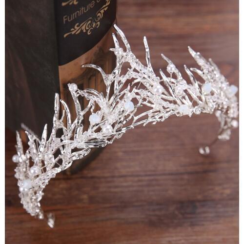 2017 Fashion Handmade Baroque The crystal Tiara for Bridal Headpiece Queen Plant Crowns Hair Accessories SL