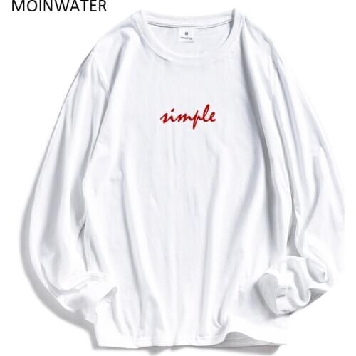 MOINWATER 2020 Lady Summer Cotton Simple Letter Print T-shirts Cotton White Tees Lady Casual Black T shirt Tops MLT2012