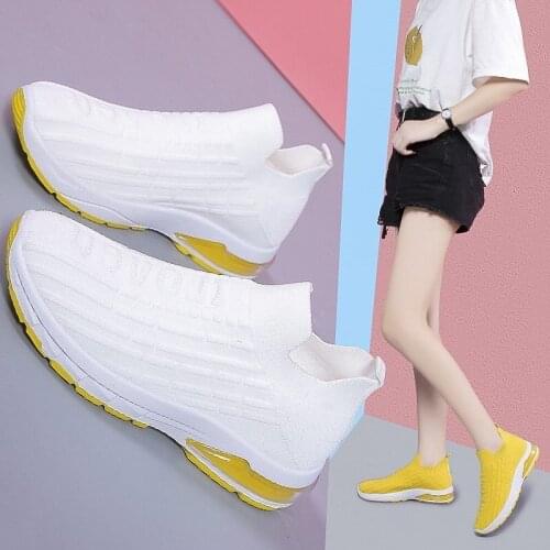 Sports And Leisure Single Shoes Elastic Socks Shoes Flying Woven Breathable Running Women 2021 Spring New