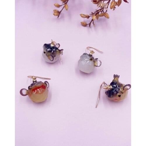 LOVOACC Cute Resin Pufferfish Earrings for Women Girl Gold Color Hooks Animal Fish Drop Dangle Earrings Statement Jewelry Gifts