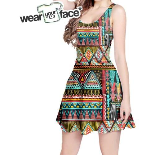 Totem Abstract Flower Design 3D All Over Print Skater Dress Hipster Fashion Women Clothes Casual Vocation Bodycon Dress Dropship