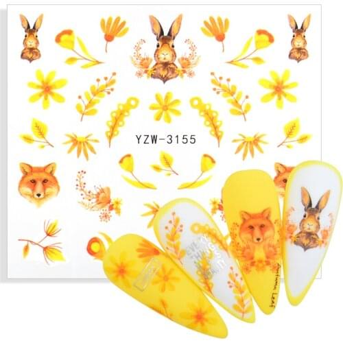 1 Sheet Nail Stickers Autumn Maple Leaf Nail Series Water Nail Art Transfer Sticker Paper Nail Art DIY Decorations Tools