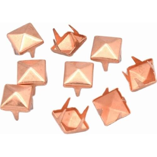 100pcs Rose gold Spike pyramid 4 Claw 9mm Studs Rivets Cone Nailhead Studs Decorative Leather Craft Accessory