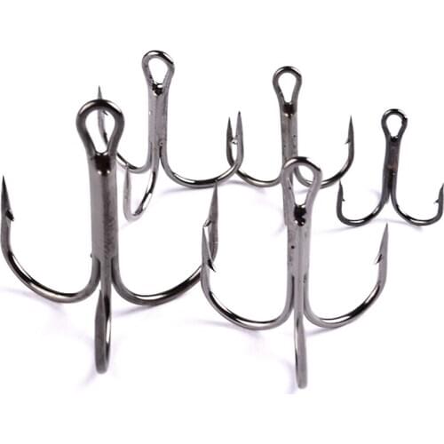 20pcs/Lot Fly Fishing Treble Hook Japan 1/0#2/0#3/0# FishHook High Carbon Steel Treble Hooks Fishing Tackle Accessories Black