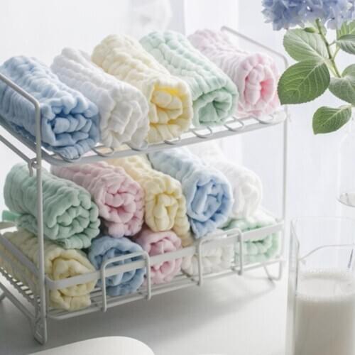 4pcs / Hand Baby Square Handkerchief Baby Wash Towel 28x28cm Cotton Tulle Baby Wash Towel Cleaning Cloth