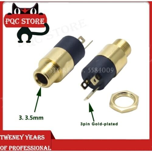 5PCS 3.5MM cylindrical socket PJ-392 Stereo Female Socket Jack with Screw 3.5 Audio Video Headphone Connector PJ392 GOLD PLATED