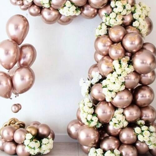 50/100pcs Chrome Rose Gold Balloon Flashing Metal Balloon Thicken Pearly Metal Wedding Decoration Metallic Balloons 10inch 1.8g